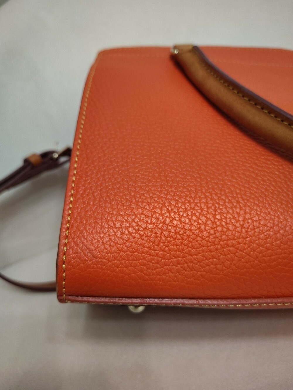 Dooney&Bourke Orange Pebble Grain Leather Blair Bag Satchel EUC - Picture 16 of 16